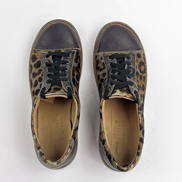 L'Artiste Libbi Leopard Womens 10 EU 41 Print Leather Calf Hair Cap Toe Sneakers - Picture 7 of 11